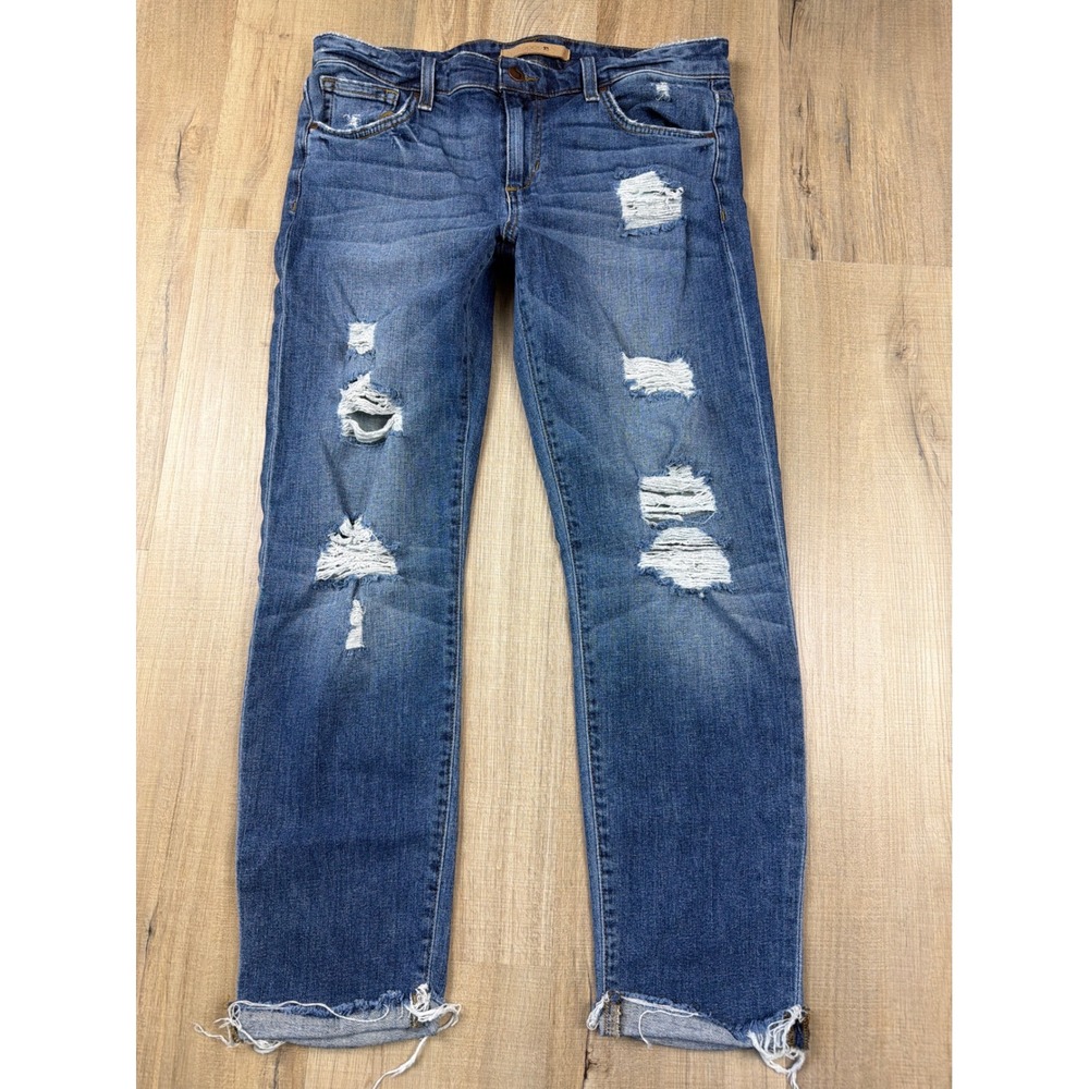 Joes Jeans Kency Boyfriend Slim Crop Distressed Denim Blue TADKEC5555 Womens 28